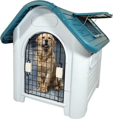 Dog House Indoor & Outdoor Use | Spacious & Durable Dog Shelter with Lockable Door | Ventilation Holes & Liftable Window, Ideal for Small to Medium-Sized Dogs | Easy to Assemble 75 cm (Green)