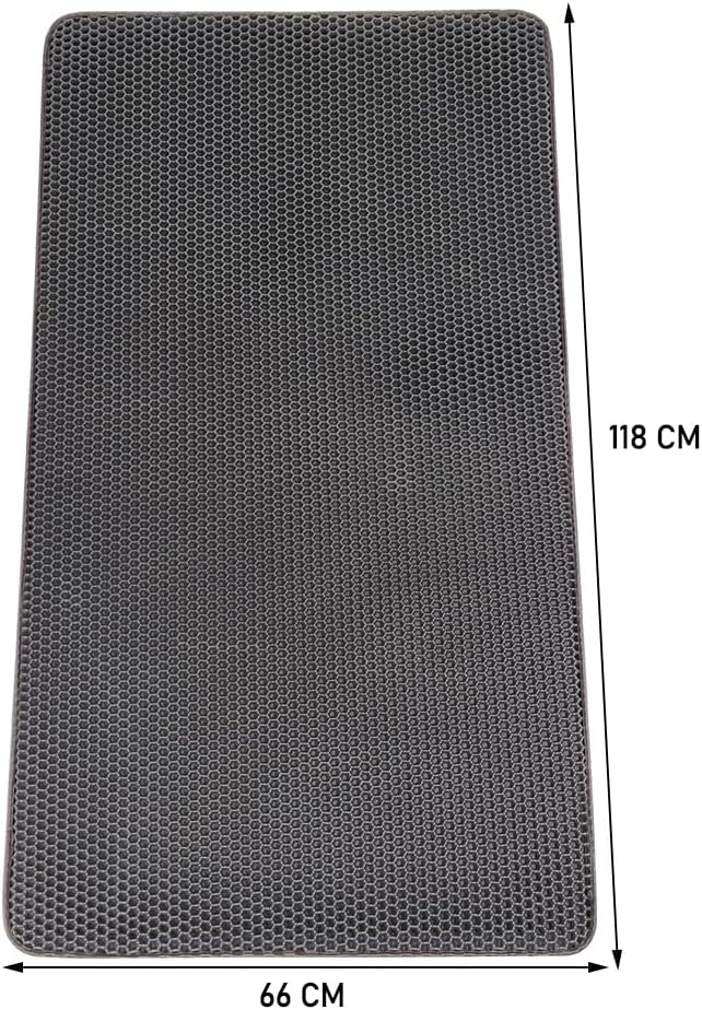 Cat litter mat with Honeycomb design, Water-resistant, and Washable EVA material, Double layer cat litter mat for Indoor cat litter boxes, Ideal for Multi-cat household, Easy to clean