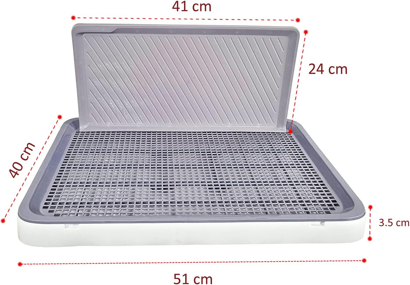 Dog training toilet for small dogs, Durable plastic puppy training tray with Protection wall, Detachable design, and Non-slip foot, Keeps paws dry and floor clean, Indoor & outdoor 51 cm