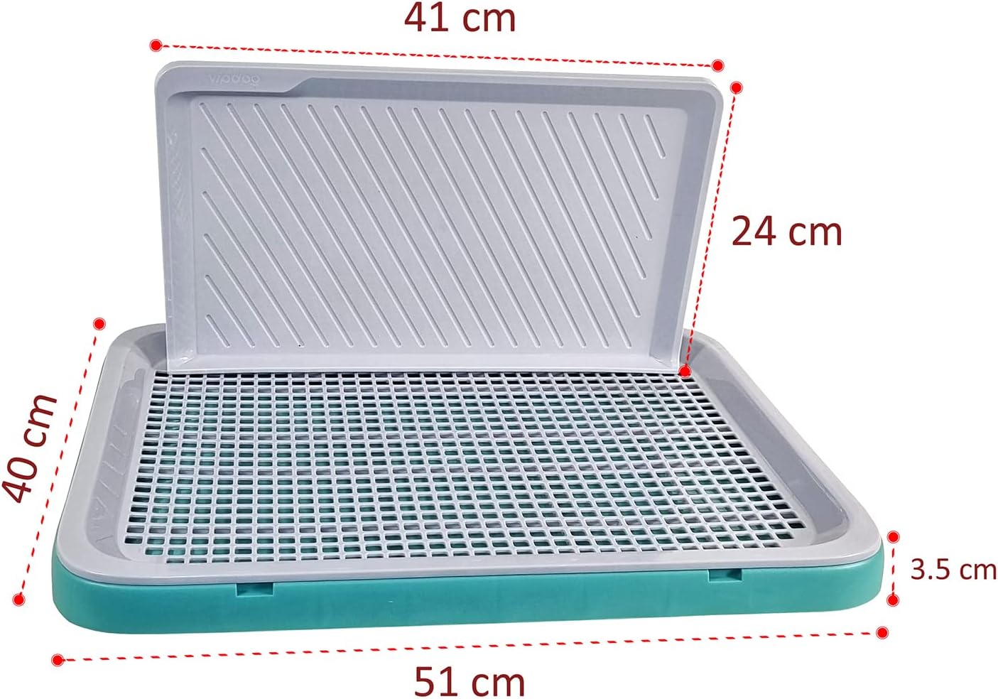 Dog training toilet for small dogs, Durable plastic puppy training tray with Protection wall, Detachable design, and Non-slip foot, Keeps paws dry and floor clean, Indoor & outdoor 51 cm