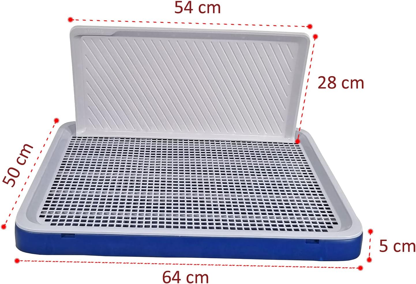 Dog toilet training tray with Protection wall, Detachable design, and Non-slip foot, Durable plastic pee pad holder for large dogs, Keeps paws dry and floor clean, Indoor & outdoor 64 cm