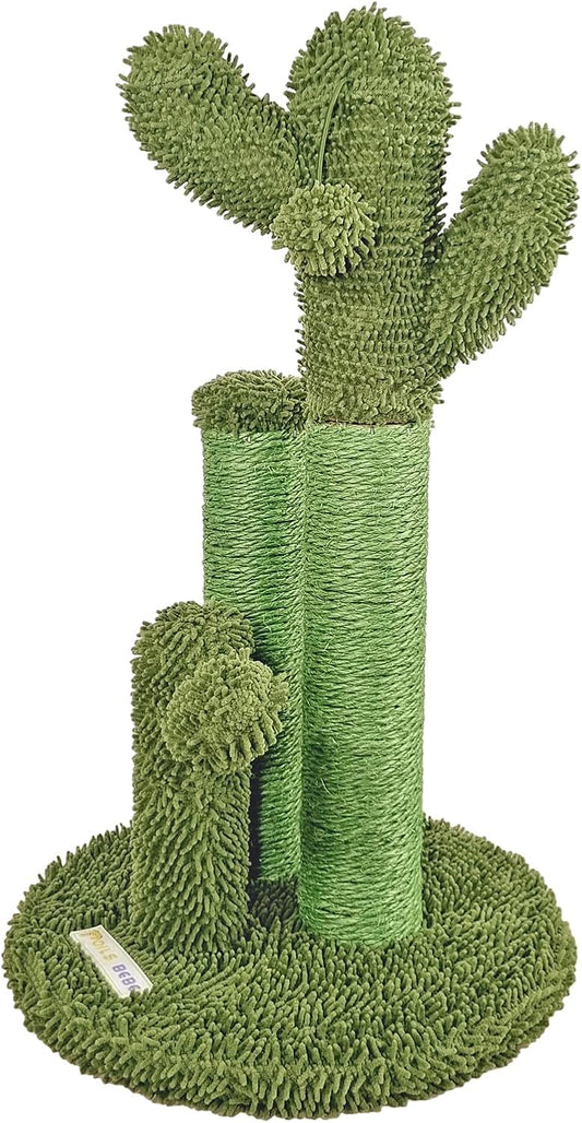 Cat tree scratcher with Cactus shape, Sisal scratching post, Dangling ball, and Stable base, Durable cat tree activity center for indoor cats, Ideal for cat claws healthy, Easy assembly 53 cm (Green)