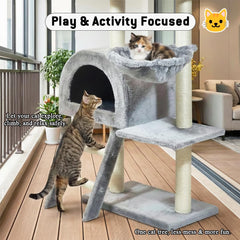 Cat tree with Wide top platform, Hammock, and Natural sisal scratching posts, Cat tower with Multilevel, Cozy Condo, and Climbing ladder, Soft plush material and 100 cm Protect furniture