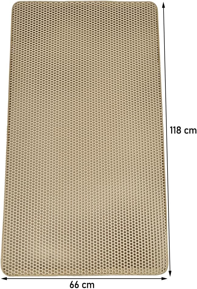 Cat litter mat with Honeycomb design, Water-resistant, and Washable EVA material, Double layer cat litter mat for Indoor cat litter boxes, Ideal for Multi-cat household, Easy to clean