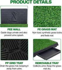 Artificial grass mat dog toilet for Medium to Large Dogs, Dog potty training tray with Pee isolation wall, Detachable design, and Removable tray, Ideal for Indoor/Outdoor use