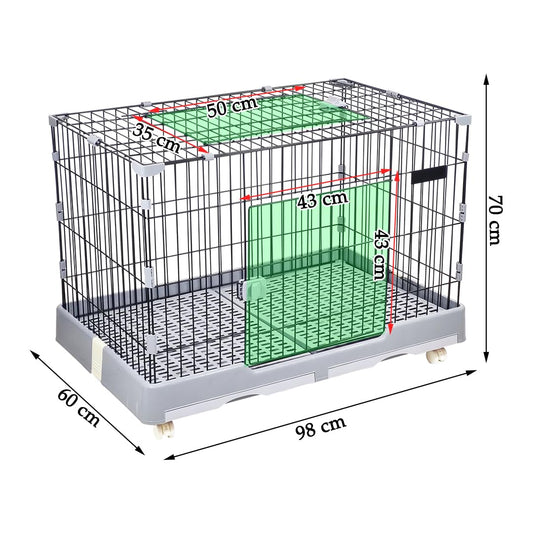 NNC PETS Pet Cage for Cat & Dogs | Dog Cage Playpen with Open-Top Design, Metal Wire, Lockable Door, Removable Tray & Universal Wheels | Ideal for Indoor/Outdoor | Easy to Assemble