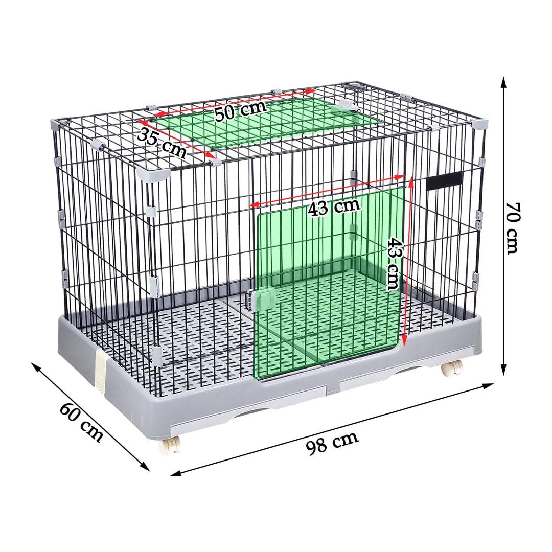 NNC PETS Pet Cage for Cat & Dogs | Dog Cage Playpen with Open-Top Design, Metal Wire, Lockable Door, Removable Tray & Universal Wheels | Ideal for Indoor/Outdoor | Easy to Assemble