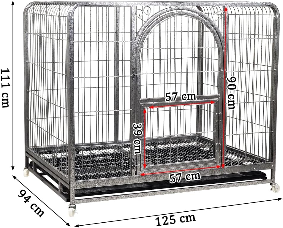 Extra Large Dog Cage - Durable Metal Frame with Top Cover, Front Door with Feeding Access, Bottom Tray, Moveable Design for Indoor & Outdoor Use, Suitable for Medium and Large Breeds
