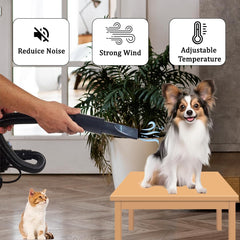 Dog Grooming - Pet Grooming Hair Dryer Blower Vacuum for Cat & Dogs- 240V Blowing Machine with Adjustable Speed & Heat, Low-Noise Design, Durable ABS Body, Portable Handle,3 Nozzles,(Black)