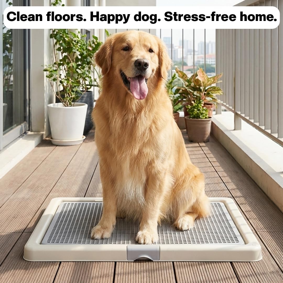 Large Dog Potty Tray Training Seat | Dog Toilet Pee Tray | Pee Pads for Dogs | Puppy Pee for Indoor & Outdoor Use | Keep Paws, Floor Clean & Portable