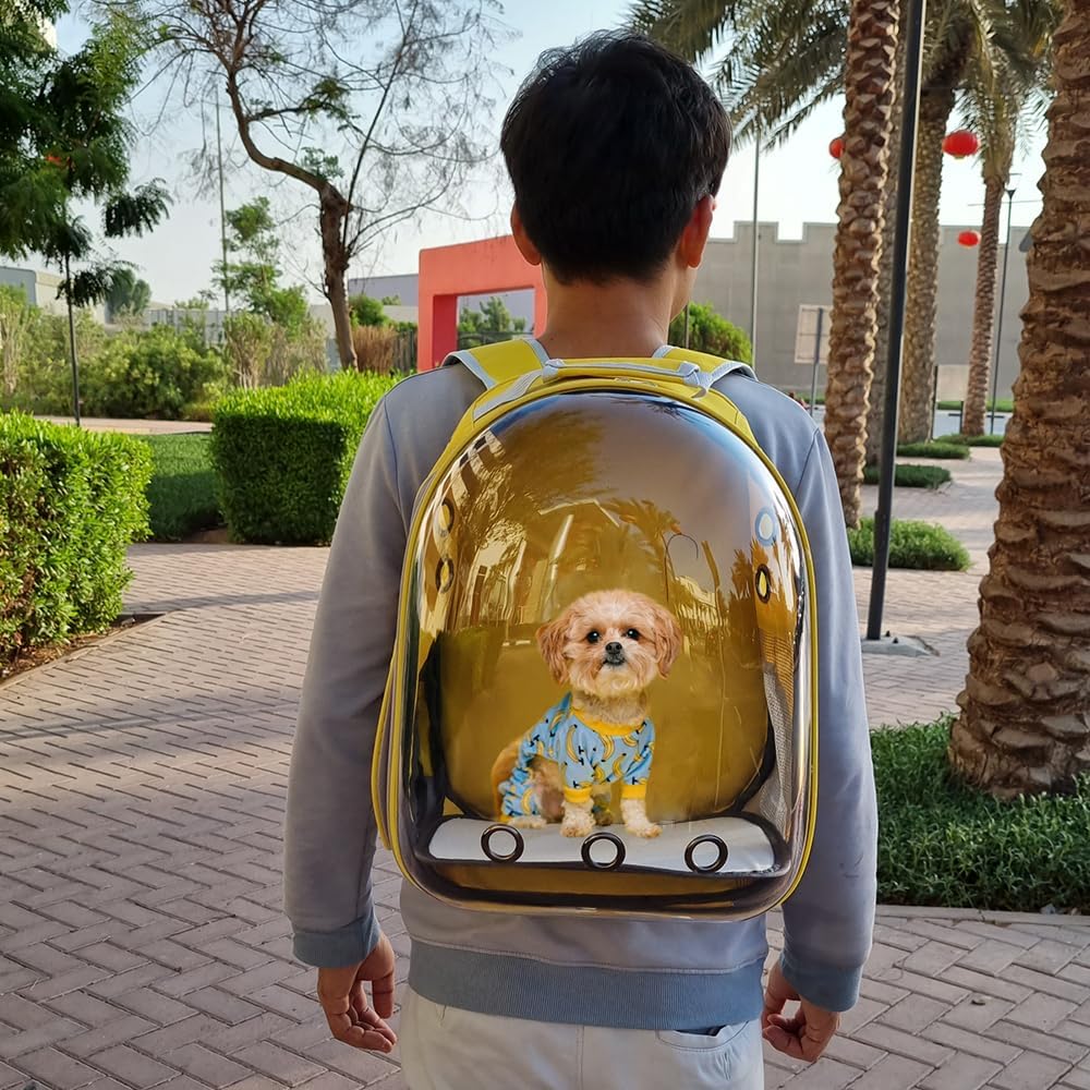 Pet backpack, Transparent breathable portable carrying bag, Airline-approved for cats and small dogs, Pet carrier designed for Travel, Hiking, and shopping outdoor
