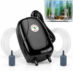 Aquarium Air Pump, 5W Dual Outlet Fish Tank Air Pump for 20-125 Gallon Tank, Ultra Silent Powerful Aquarium Pump Hydroponic Oxygen Aerator with Stones, Airline Tubing for Small Medium Large Fish Tank