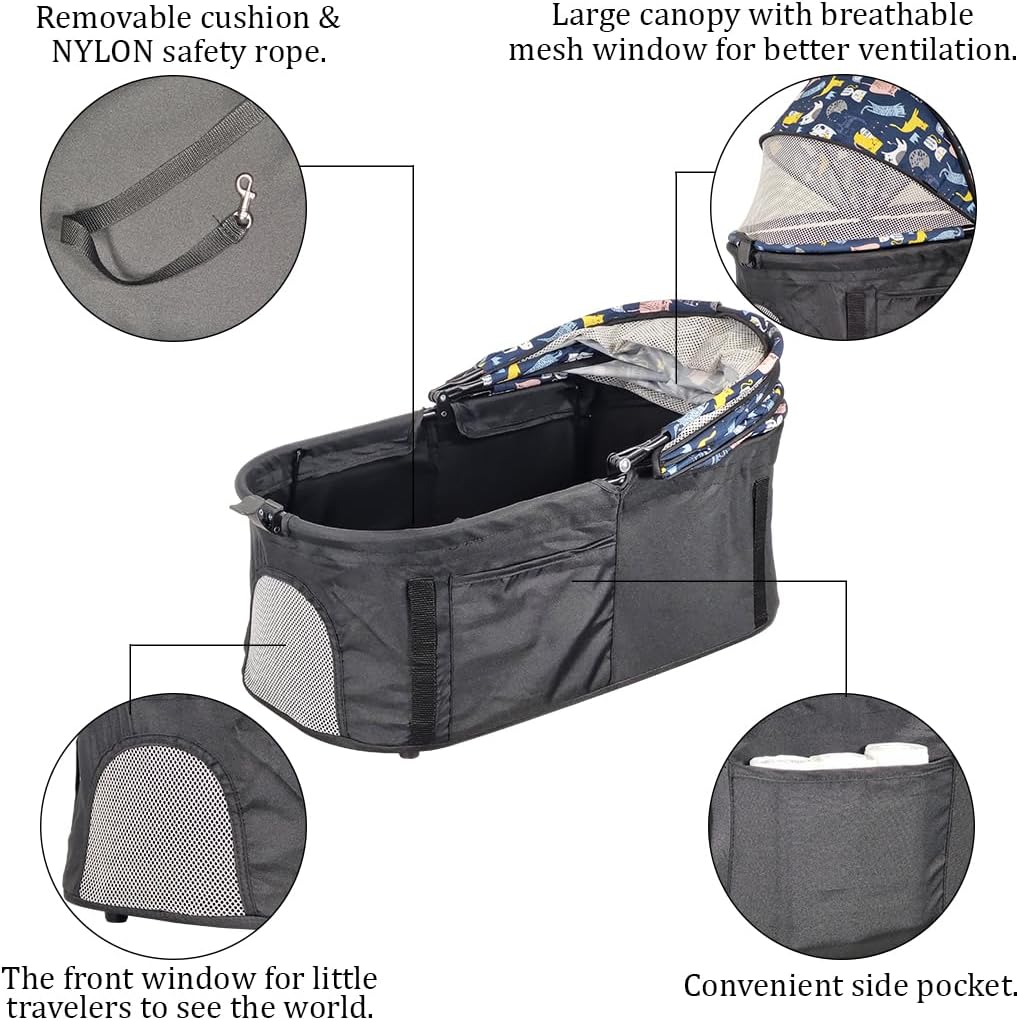 Dog Stroller & Trolley with Adjustable & Spacious Interior | 4 Wheel for Cats and Dogs | Lightweight & Foldable | Storage Bag | Travel & Outdoor Cat Stroller- 95 cm (Dark Black)
