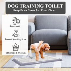 Dog Potty Training Tray - Dog Toilet Pee Pad with Detachable Pee Post - Grid Design & Non-slip Bottom - Indoor/Outdoor Pet Dog Toilet Tray for Large Dogs - Keep Floor Clean 65 cm