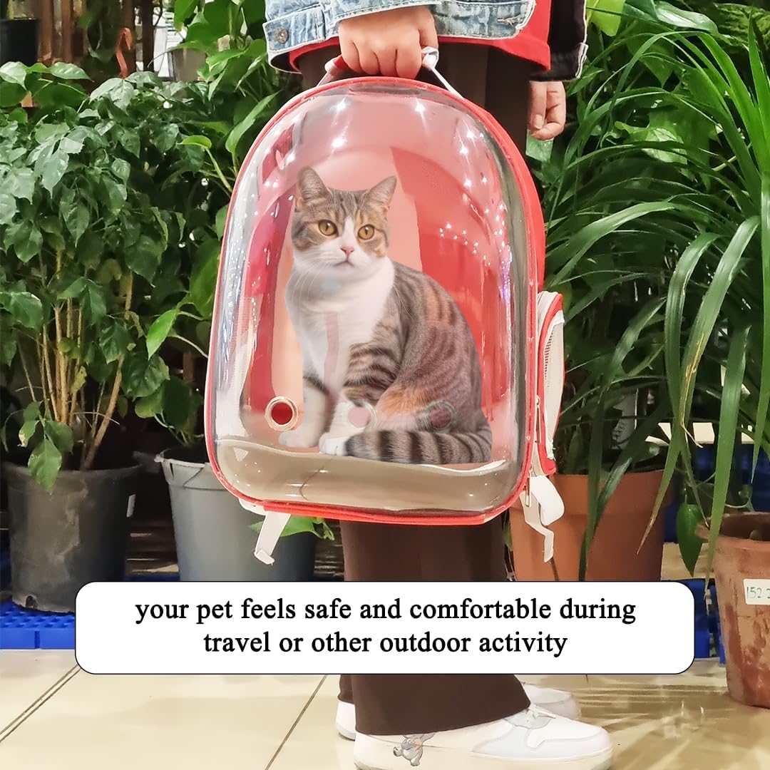 Pet backpack, Transparent breathable portable carrying bag, Airline-approved for cats and small dogs, Pet carrier designed for Travel, Hiking, and shopping outdoor