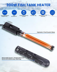 300W Aquarium Heater Digital Fish Tank Heater, Submersible Turtle Tank Heater for Tropical, LED Display of Water Temperature for 250L Tanks, Freshwater Betta Turtle