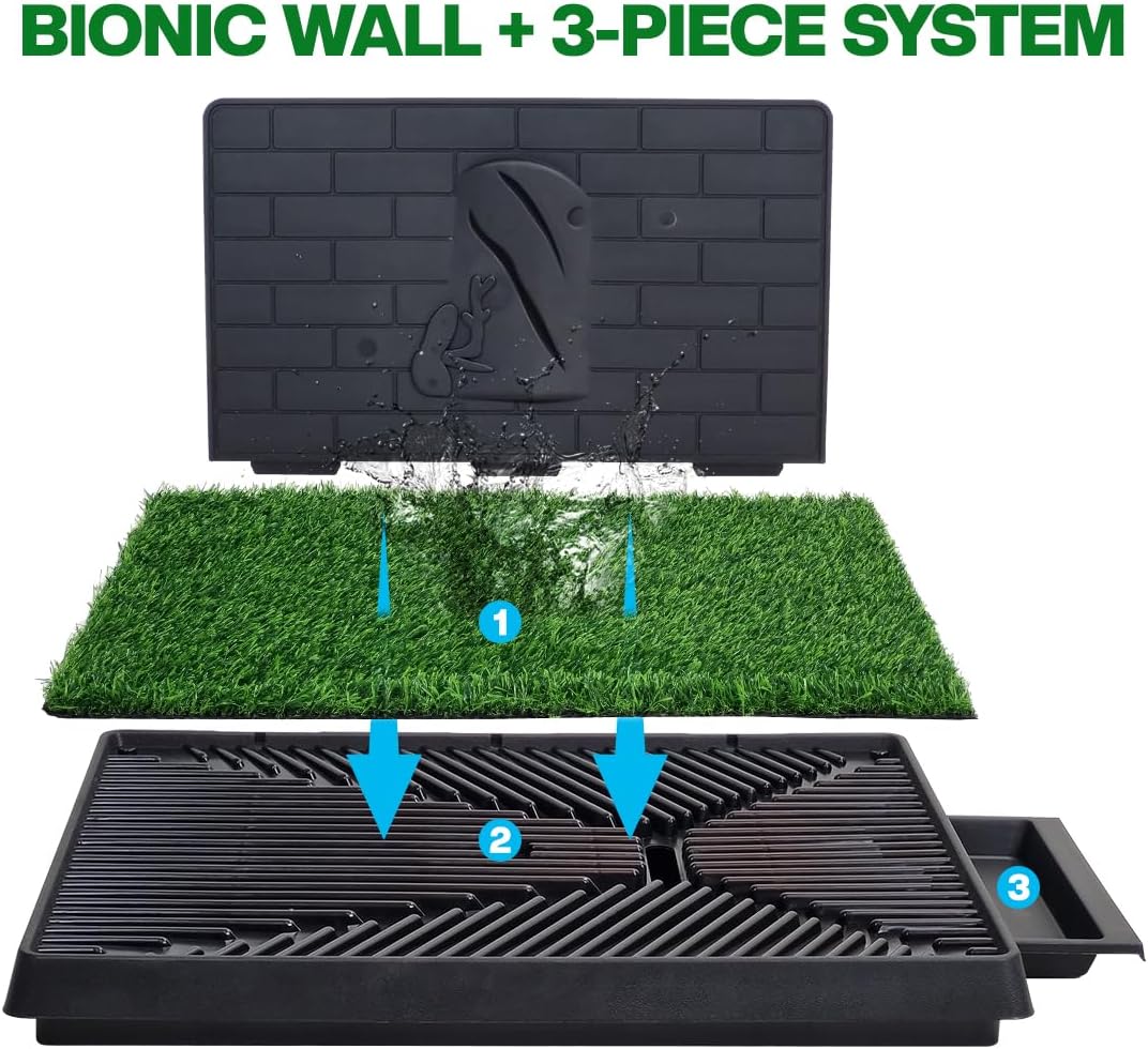 Artificial grass mat dog toilet for Medium to Large Dogs, Dog potty training tray with Pee isolation wall, Detachable design, and Removable tray, Ideal for Indoor/Outdoor use