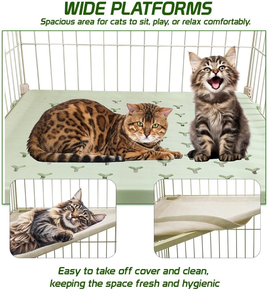 Cat Cage with Universal Wheels, Wide Main Door, Durable and Sturdy Metal Wire, 98 cm Dog Cage with Secure Lock, Easy to Assemble, Indoor-Outdoor Cat Kennel, Ideal for All Size of Pets, Green