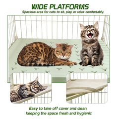 2-Tier Cat Cage with Locking Wheels, Wide Shelves, Multi-Access Door, and Sturdy Metal Wire, 117 cm Cat Playpen for Indoor-Outdoor Use, Durable Pet Crate, Easy to Assemble and Easy to Clean, (Green)