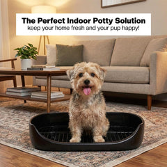 Dog toilet tray with Removable metal grid, Litter scoop, and Leak-proof design, Puppy potty training pad holder for Small to Medium dogs, Ideal for Indoor/Outdoor use, Easy to clean, 48 cm