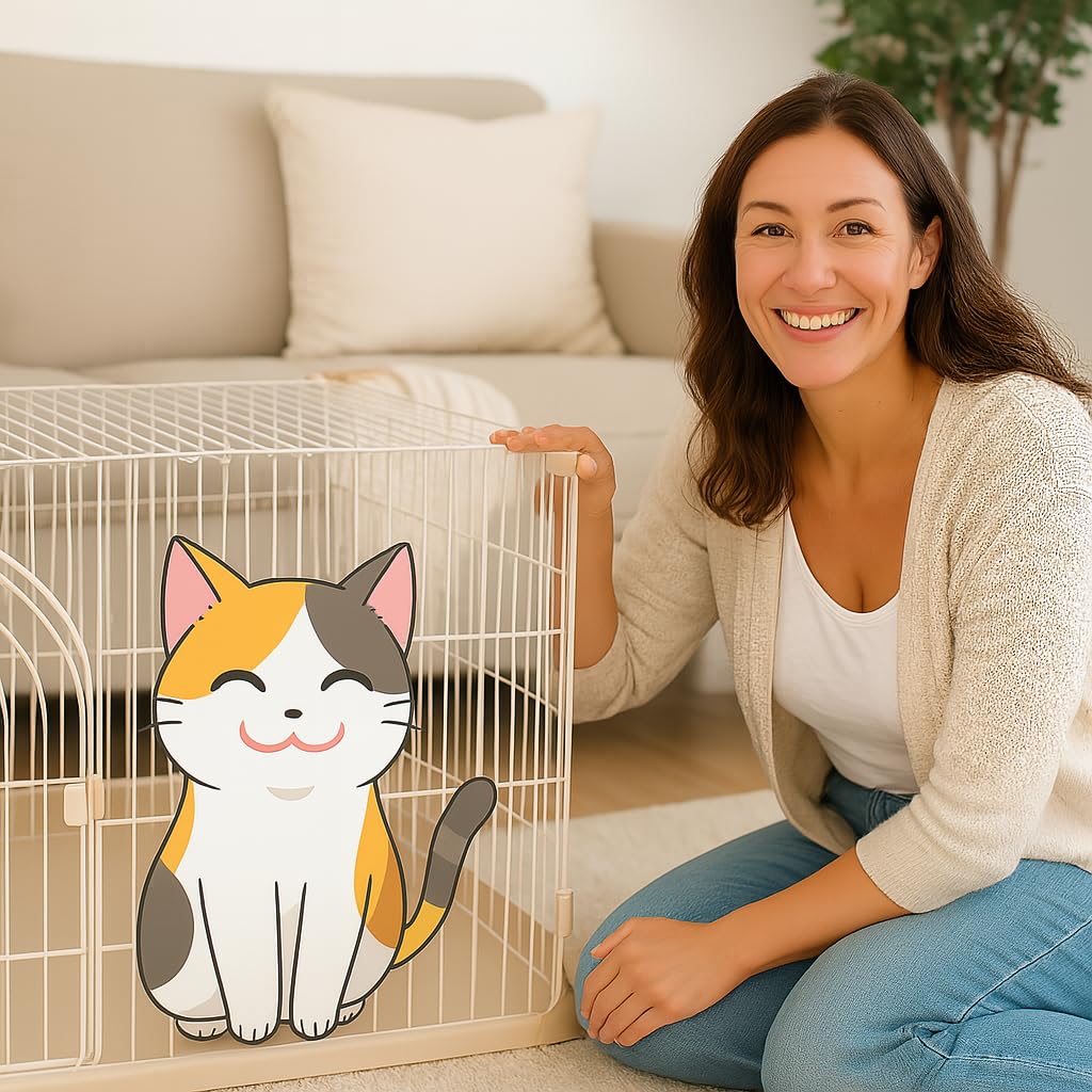NNC PETS Cat Cage Indoor | Pet Playpen Cat Crate | Metal Wire Single-layer Cat House with Splash-Proof Base & Spring Door Lock | Ideal for Indoor/Outdoor Use | Easy to Assemble (Pink, 100cm)
