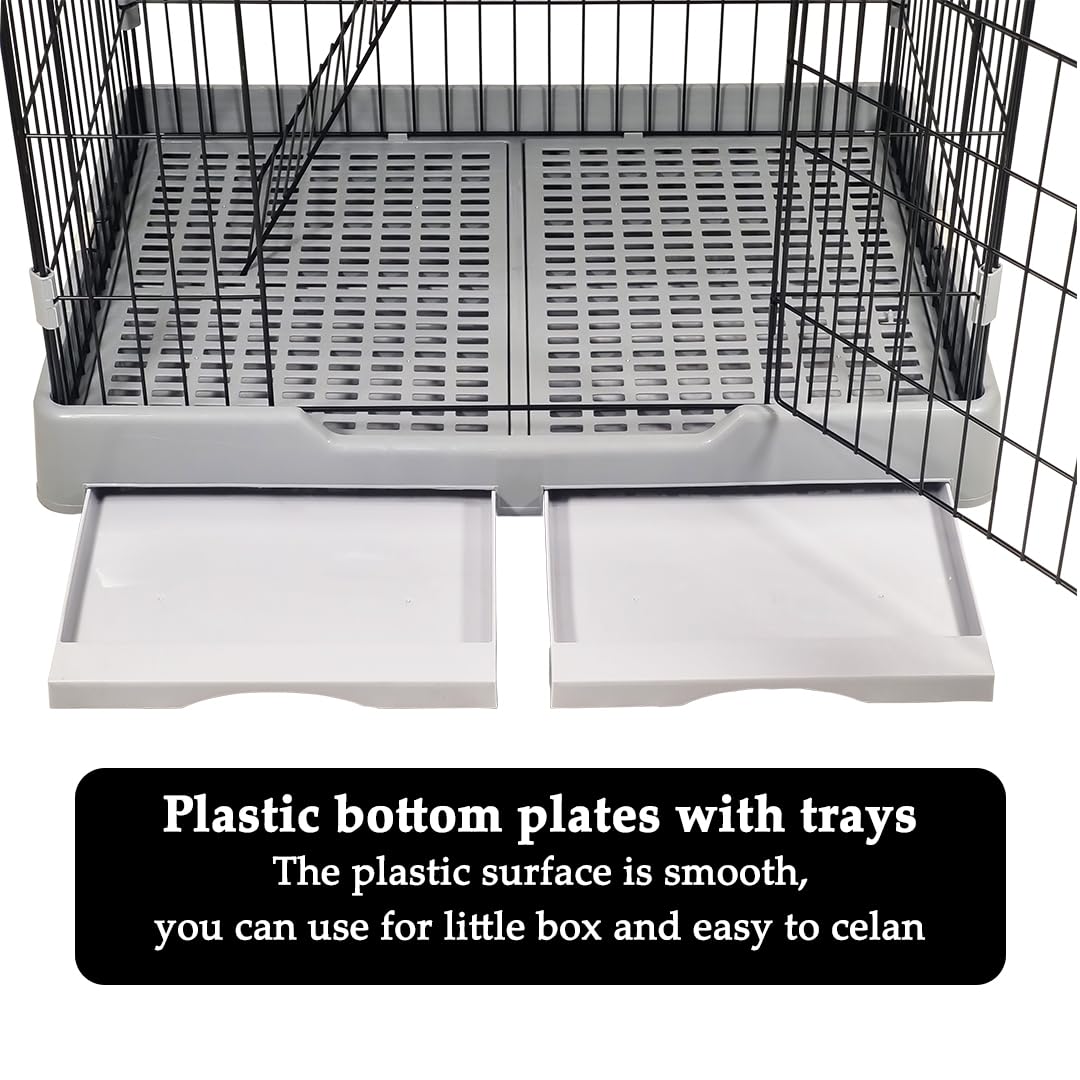 Large Cat Cage for Indoor Cats & Kittens - 3-tier Metal Wire Grey Cat House with 3 Lockable Doors, Pet Home - Cozy Hammock, Climbing ladder, Drawer Tray and Universal wheels, Easy Assembly 175 cm