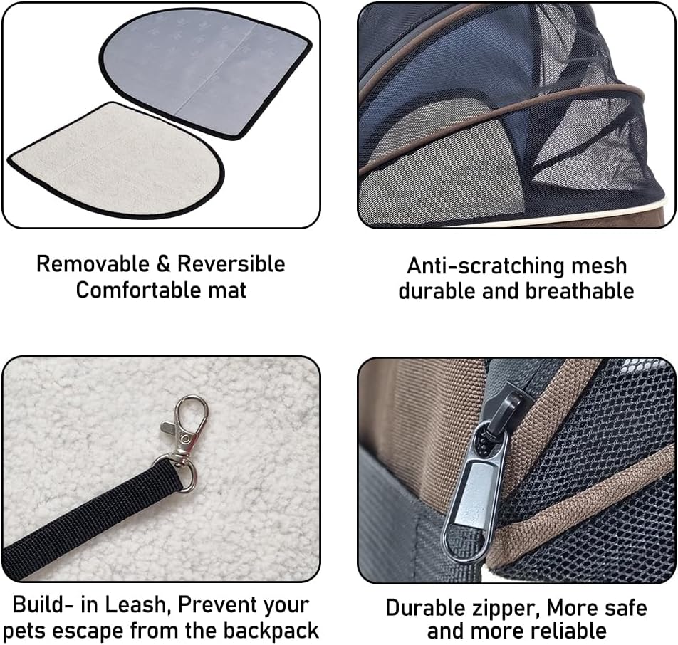 Pet carrier bag for cats and small dogs, Expandable cat backpack with Removable mat, Durable zipper, Ventilated mesh, and Adjustable shoulder straps, Ideal for Outdoor traveling 48 cm