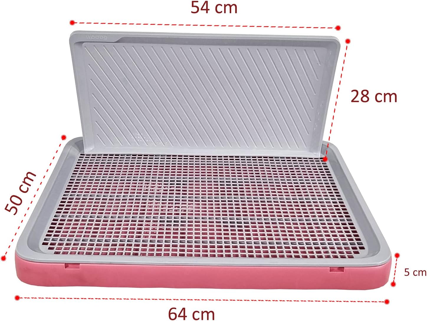 Dog toilet training tray with Protection wall, Detachable design, and Non-slip foot, Durable plastic pee pad holder for large dogs, Keeps paws dry and floor clean, Indoor & outdoor 64 cm