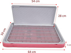 Dog toilet training tray with Protection wall, Detachable design, and Non-slip foot, Durable plastic pee pad holder for large dogs, Keeps paws dry and floor clean, Indoor & outdoor 64 cm