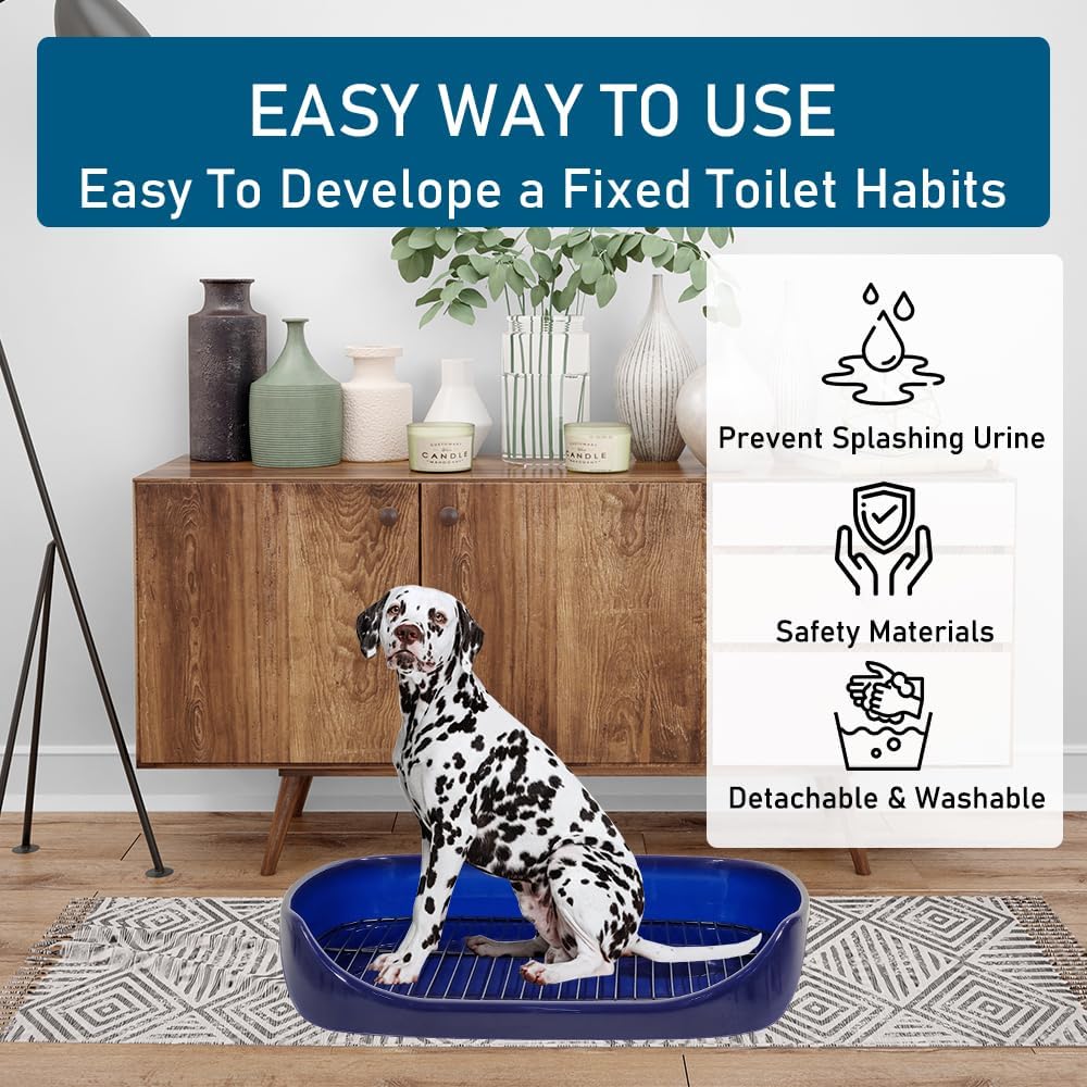 Dog toilet tray with Removable metal grid, Litter scoop, and Leak-proof design, Puppy potty training pad holder for Small to Medium dogs, Ideal for Indoor/Outdoor use, Easy to clean, 48 cm
