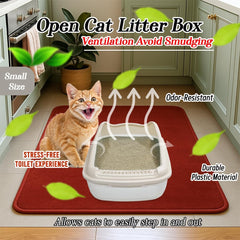 Anti-splash cat litter box with Enclosed design, Easy to clean, Durable plastic material and Removable, Cat Litter Pan with Scoop, Portable, Large size, High fence, and All size cats