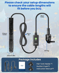 300W Aquarium Heater Digital Fish Tank Heater, Submersible Turtle Tank Heater for Tropical, LED Display of Water Temperature for 250L Tanks, Freshwater Betta Turtle