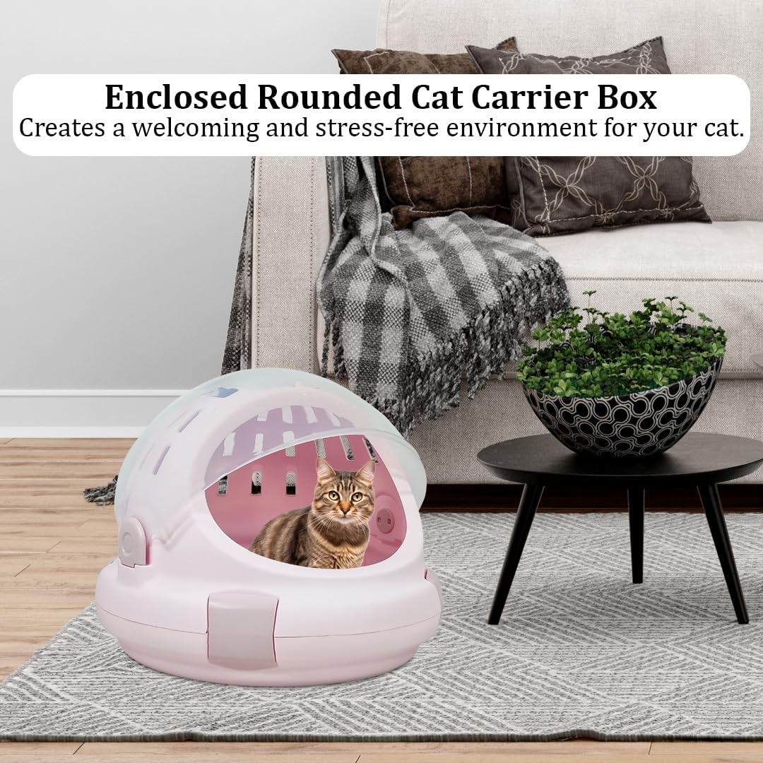 Cat Carrier | Spacious Pet Carrier for Dog & Cats with Safety lock, Handle & Ventilation Holes | Cat Travel Carrier for Outdoor Use with Transparent Design | Easy to Clean