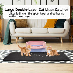 Cat litter mat with Honeycomb design, Water-resistant, and Washable EVA material, Double layer cat litter mat for Indoor cat litter boxes, Ideal for Multi-cat household, Easy to clean