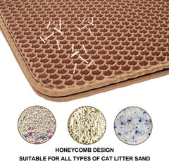 Cat litter mat with Large holes, Anti-splash design, and Washable EVA Material, double-layer honeycomb cat litter mat for indoor cat & cat toilets, Pet mess protector