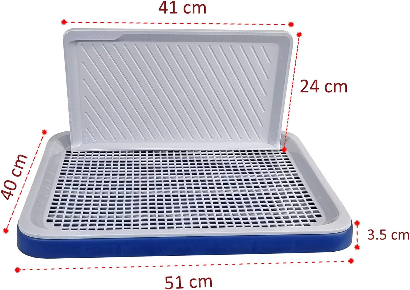 Dog training toilet for small dogs, Durable plastic puppy training tray with Protection wall, Detachable design, and Non-slip foot, Keeps paws dry and floor clean, Indoor & outdoor 51 cm