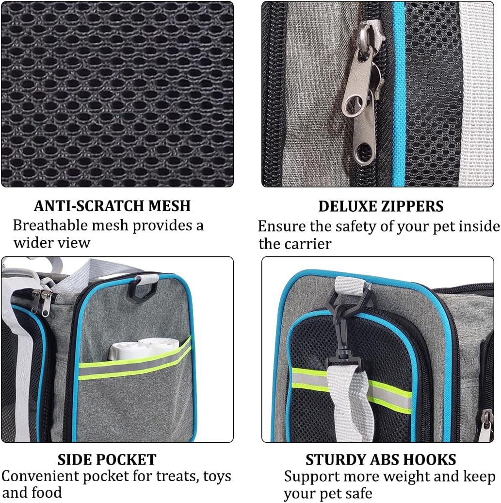 Cat Carrier Bag | Pet Travel Carrier with Breathable Design, Anti-Scratch Mesh, Shoulder Strap | Side Pockets & Zipper | Ideal for Travel | Small To large Cats