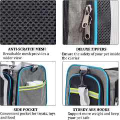 Cat Carrier Bag | Pet Travel Carrier with Breathable Design, Anti-Scratch Mesh, Shoulder Strap | Side Pockets & Zipper | Ideal for Travel | Small To large Cats
