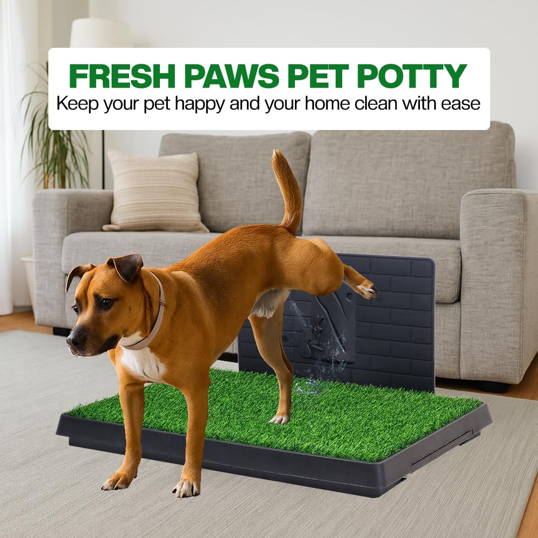 Artificial grass mat dog toilet for Medium to Large Dogs, Dog potty training tray with Pee isolation wall, Detachable design, and Removable tray, Ideal for Indoor/Outdoor use
