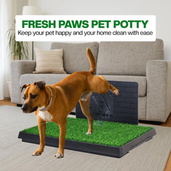 Artificial grass mat dog toilet for Medium to Large Dogs, Dog potty training tray with Pee isolation wall, Detachable design, and Removable tray, Ideal for Indoor/Outdoor use