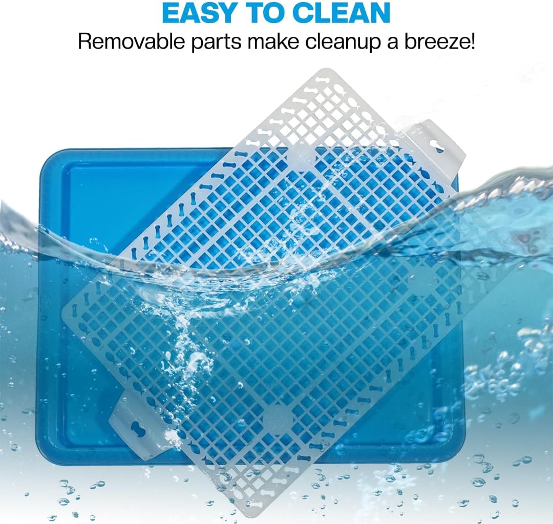 Dog potty training tray with Removable grid, Durable leak-proof puppy toilet pad holder for Small & Medium dogs, Suitable for Indoor/Outdoor use, Easy to clean, 47 cm