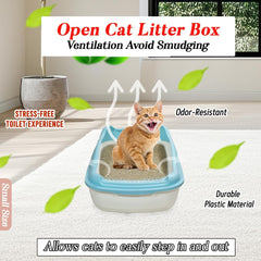 Anti-splash cat litter box with Enclosed design, Easy to clean, Durable plastic material and Removable, Cat Litter Pan with Scoop, Portable, Large size, High fence, and All size cats