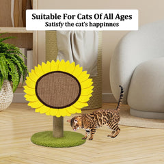 Sunflower cat tree scratcher with Scratching board, Natural sisal scratching post, and Stable base, Interactive cat tree activity center for Indoor cats & kittens, Easy to assemble 46 cm (Yellow)