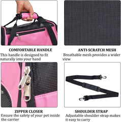 Pet carrier bag with Breathable mesh, Portable, Easy handle and Adjustable shoulder strap, Pet travel bag for cats & small dogs, Comfortable mat and Storage pocket, Ideal for Outdoor, 42 cm