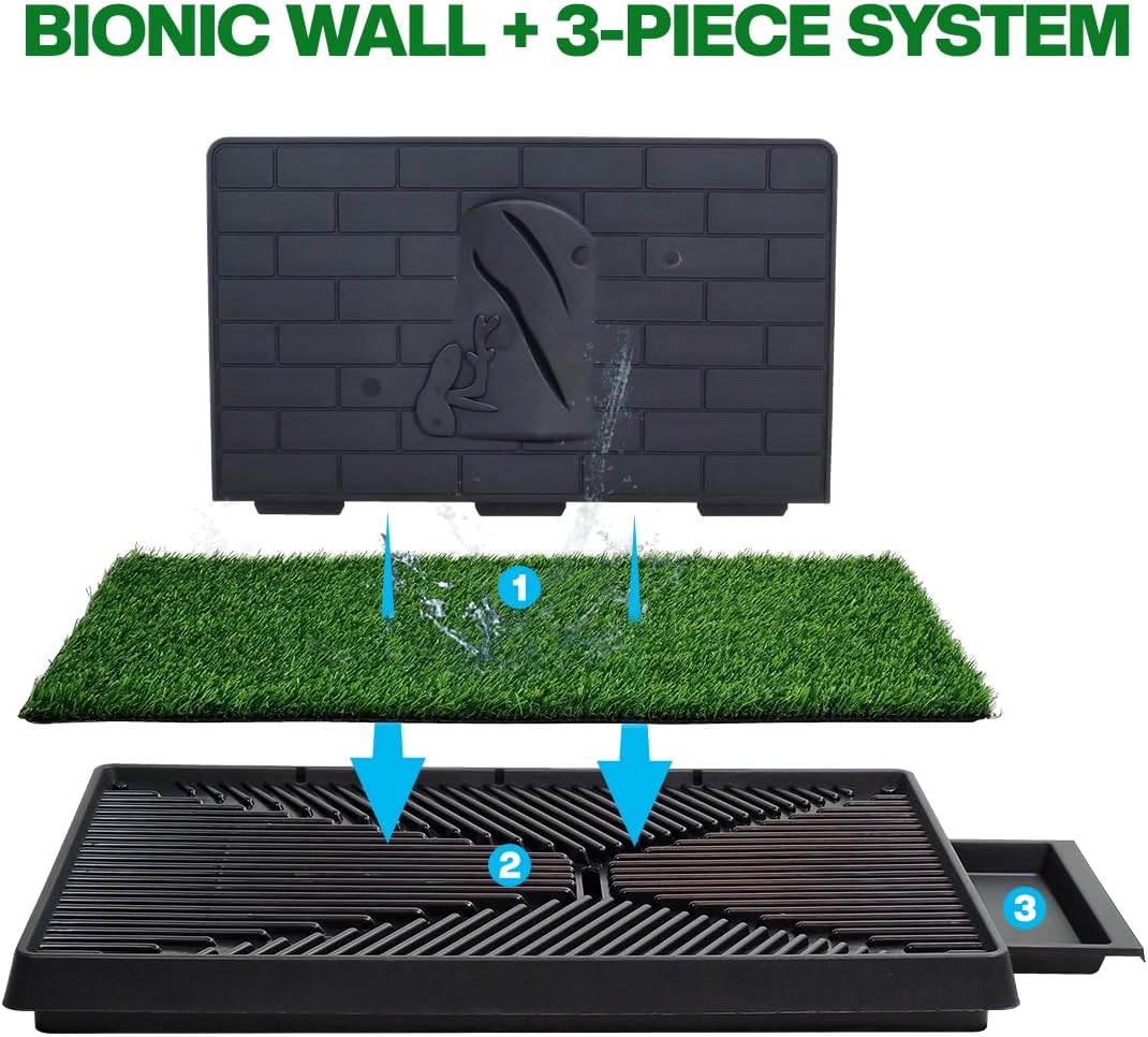 Artificial grass mat dog toilet for Medium to Large Dogs, Dog potty training tray with Pee isolation wall, Detachable design, and Removable tray, Ideal for Indoor/Outdoor use