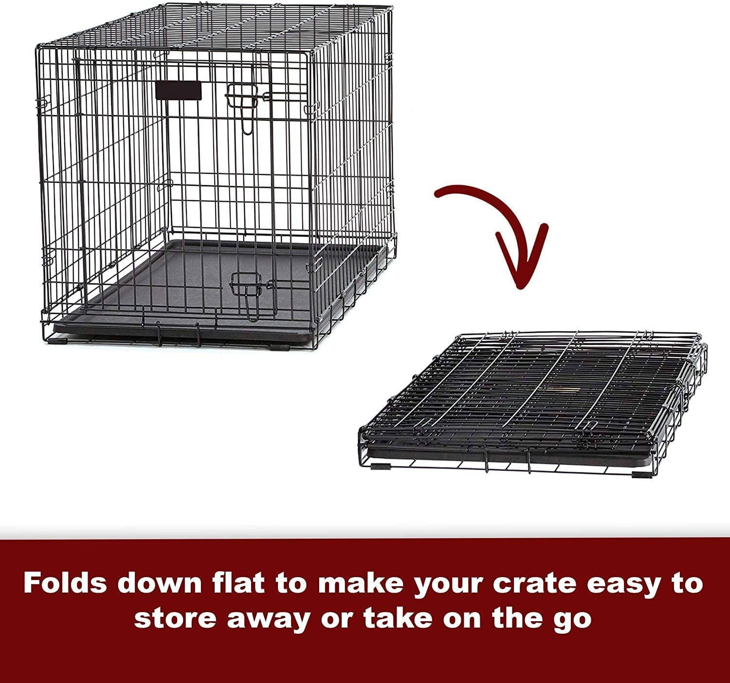 MAJIBAO Dog Crate - Metal Wire Dog Cage Indoor - Pet Dog Kennel for Medium to Large Dogs -  Lockable Foldable Metal Doors - Durable Wire Design & Removable Tray, Easy to Assemble (42 inch size)