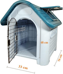 Dog House Indoor & Outdoor Use | Spacious & Durable Dog Shelter with Lockable Door | Ventilation Holes & Liftable Window, Ideal for Small to Medium-Sized Dogs | Easy to Assemble 75 cm (Green)