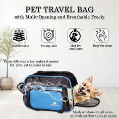 Cat Carrier Bag | Pet Travel Carrier for Dog & Cats with Top Sided Open | Handle & Breathable Mesh, Soft-Sided with Shoulder Strap | Comfortable Mat & Durable Dog Carrier (40cm)