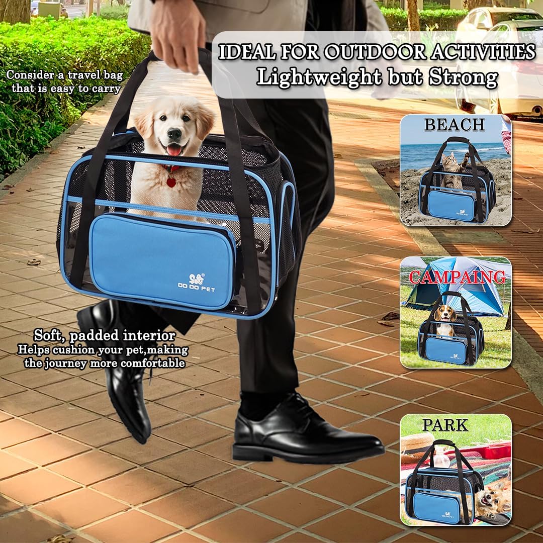 Cat Carrier Bag | Pet Travel Carrier for Dog & Cats with Top Sided Open | Handle & Breathable Mesh, Soft-Sided with Shoulder Strap | Comfortable Mat & Durable Dog Carrier (40cm)