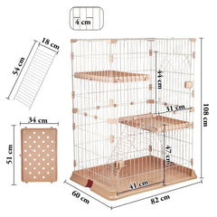 Cat Cage Playpen with 2-Lockable Doors, Wide Platforms, Climbing Ladder, and Leak-Proof Plastic Base, 2-Tier Metal Wire Pet Cage for Indoor/Outdoor Use, Ideal for Multi-Cat Households, 108 cm, Pink